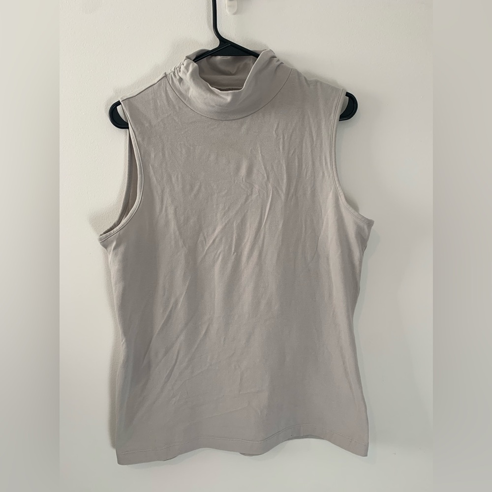 Hannah Women Medium Sleeveless Light Gray Turtleneck Thin Business Casual Fitted